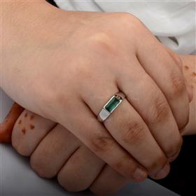 Gold Baguette Emerald Ring